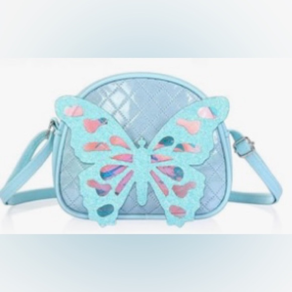 💙🦋💙Blue Quilted  Crossbody Bag with adjustable strap and Butterfly Accent